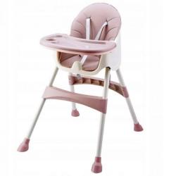 Dětská plastová jídelní židlička se stolečkem 2v1 od 6 měsíců, růžová