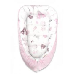 Bavlněné hnízdečko / přenosná postýlka pro novorozence a nemluňata, love baby růžová, 55x75 cm