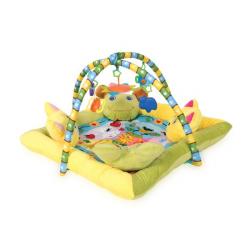Dětská hrací podložka / ohrádka s měkkými vyvýšenými okraji, zavěšené hračky, 88x88 cm