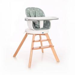 Výškově nastavitelná dětská jídelní židle se stolkem, dřevěné nohy, otočná, blue sufr