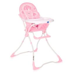 Levná dětská krmící stolička se stolkem plast + látkový potah, od 6 měsíců, růžová / bílá