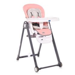 Dětská krmící židlička plastová nastavitelná, s kolečky, od 6 měsíců, růžová / šedá / bílá
