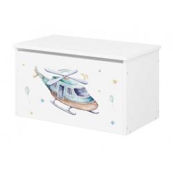 Dřevěný box na hračky velký bílá + obrázek Letadlo 70x40x40 cm